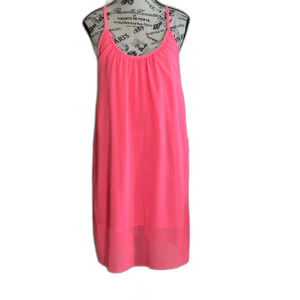 NWT BOHO Beach Hut Pink Neon Slip Dress Cover up Small Beach Mini Small Bright